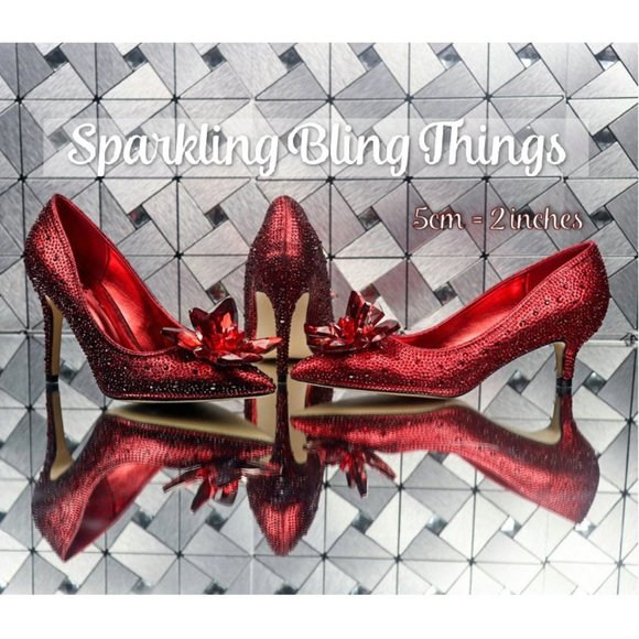 NEW Sparkling Bling Swarovski Crystal Ruby Red Slipper Wedding Shoes Pumps - Picture 4 of 6